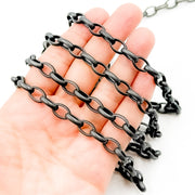 Black Rhodium Matt Sterling Silver Oval Link Chain